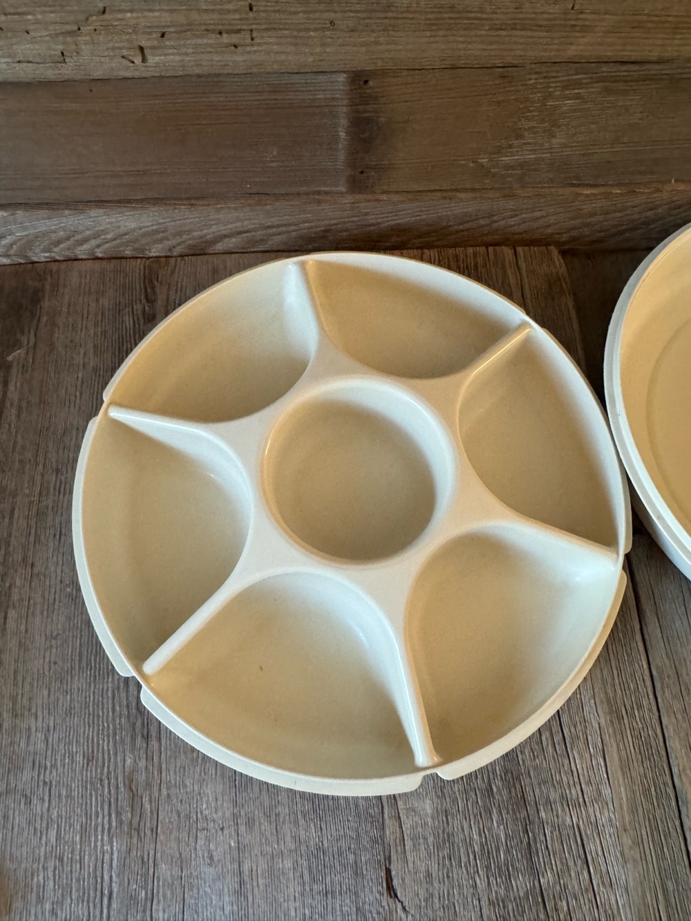 Vintage Tupperware off white  divided party tray